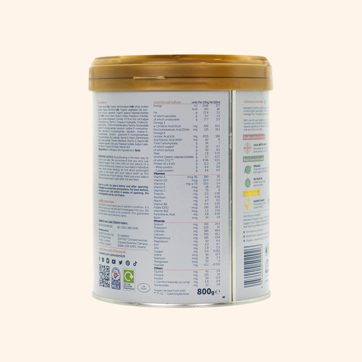 Kendamil Stage 1 Organic Infant Formula (800g)